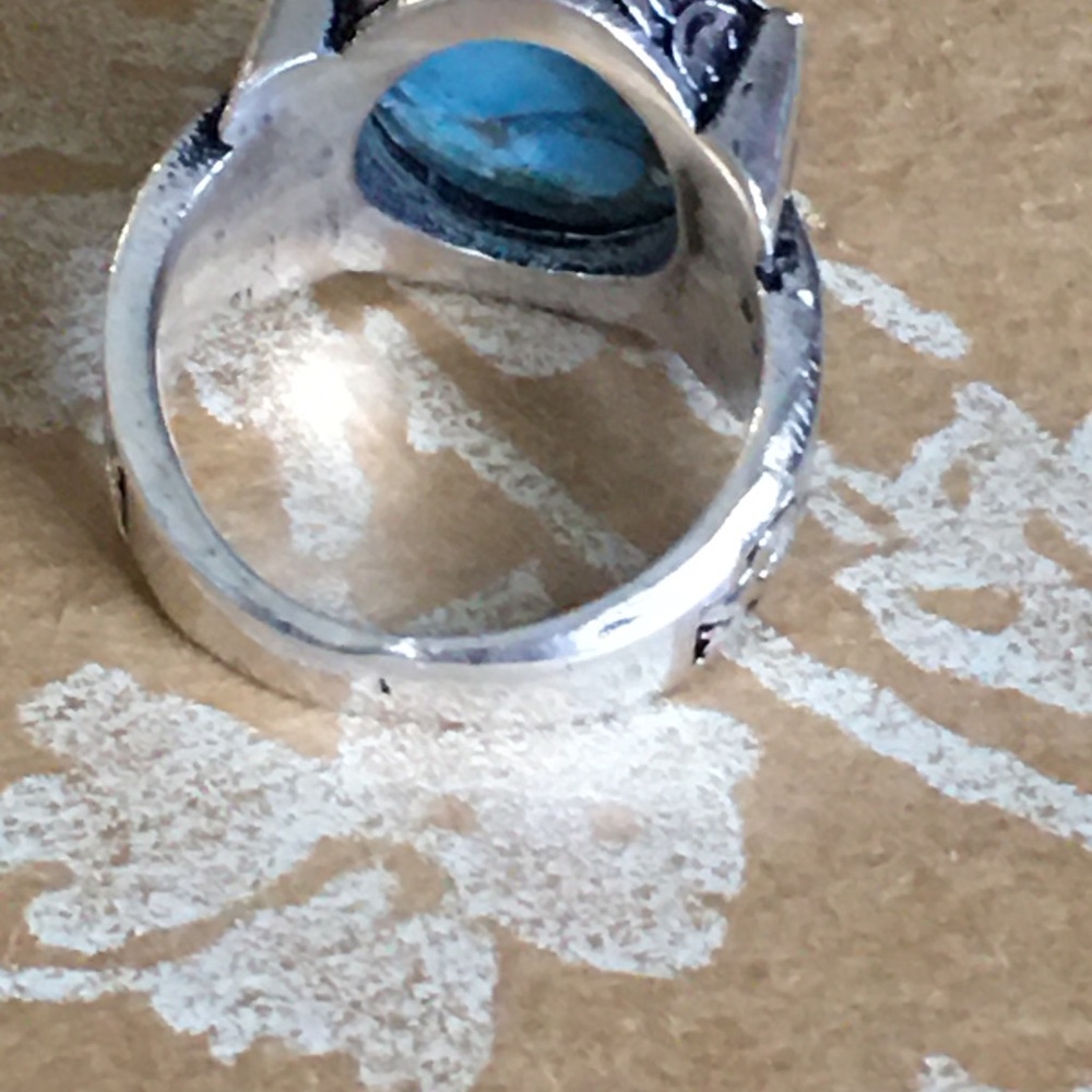 SALE Turquoise 925 Sterling Silver Ring - Picture 5 of 7